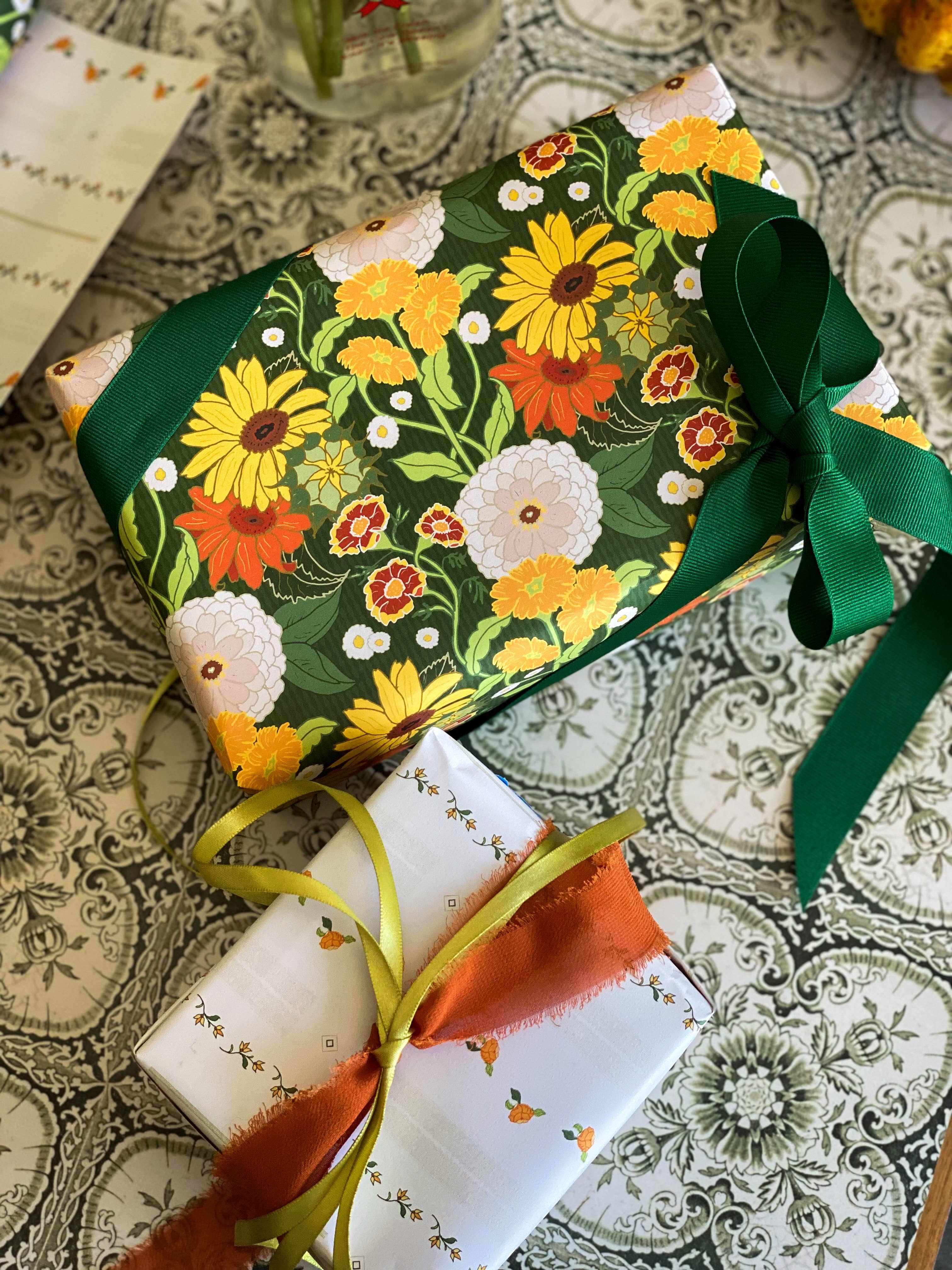 re:mused studio - Autumn Blooms Gift Wrap Sheet – Double Sided: Single Sheets