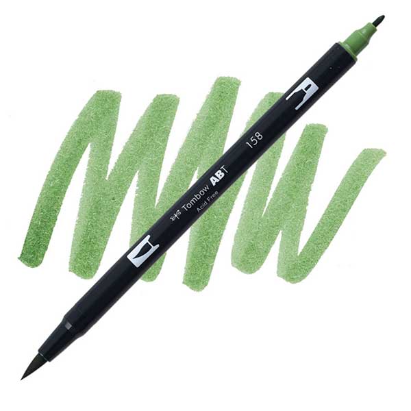 Tombow, Dual Brush Pen Dark Olive, 158