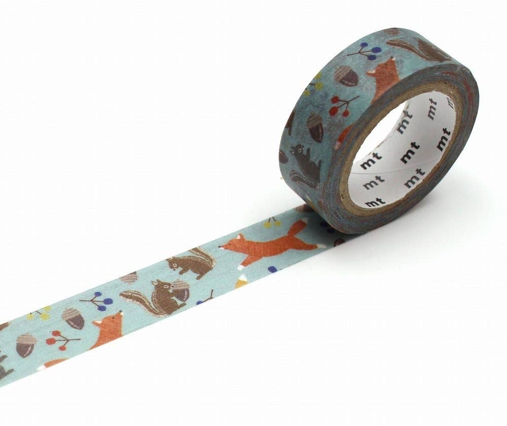 mt masking tape  - 15Mm Embroidery Fox And Squirrel