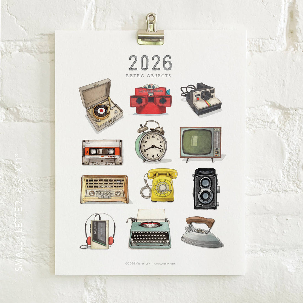 Yeesan Loh - 2026 Calendars: Retro Objects: MON-SUN / Standard/Classic