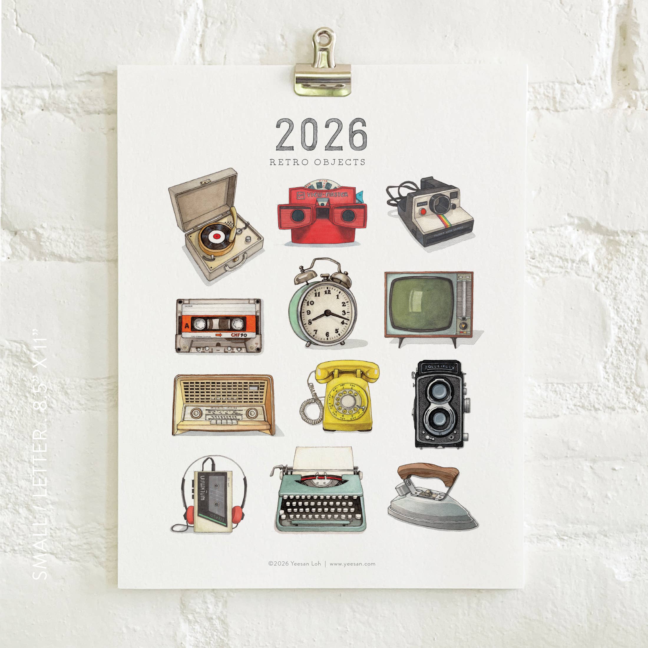 Yeesan Loh - 2026 Calendars: Retro Objects: MON-SUN / Standard/Classic