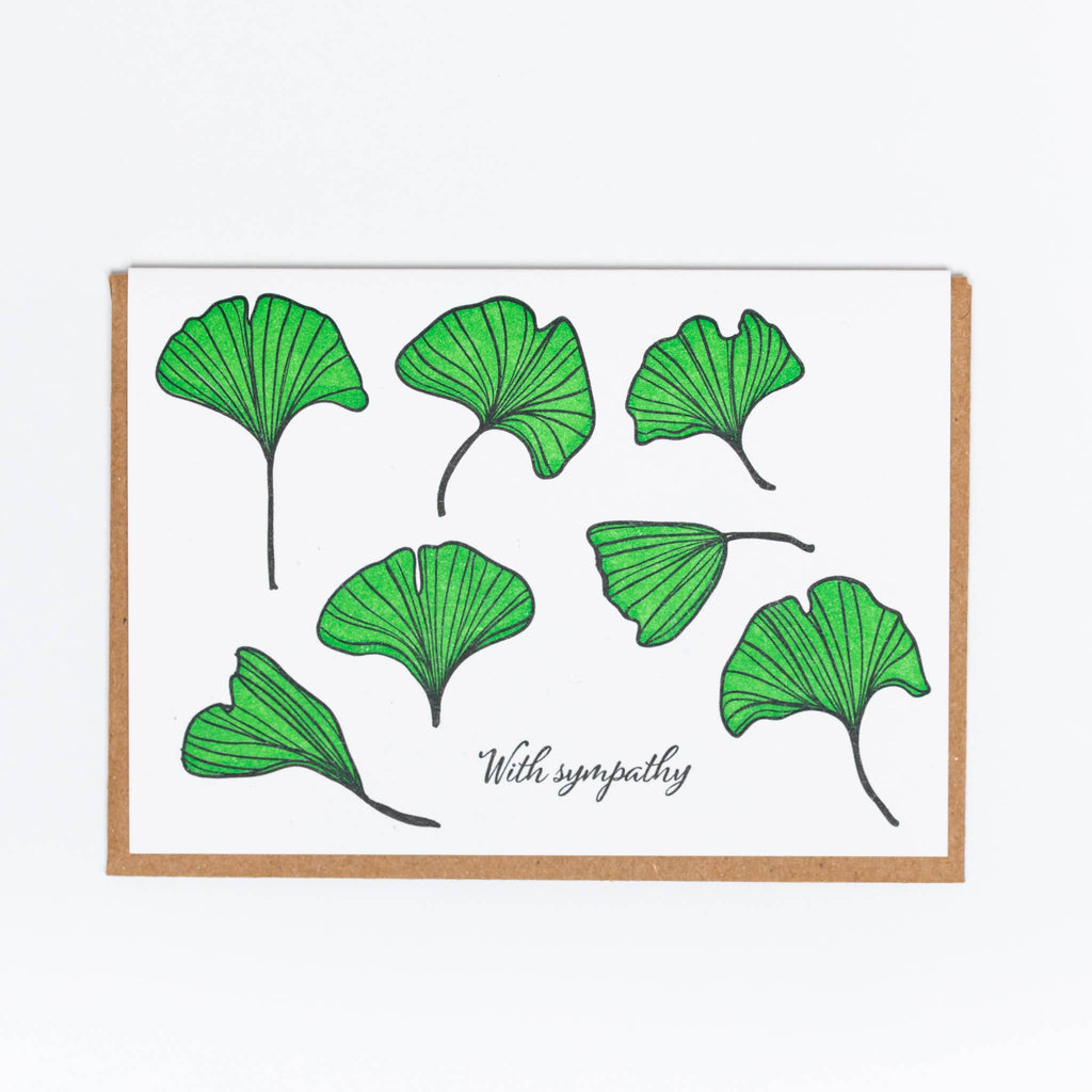 Lady Pilot Letterpress - Gingko Sympathy Greeting Card