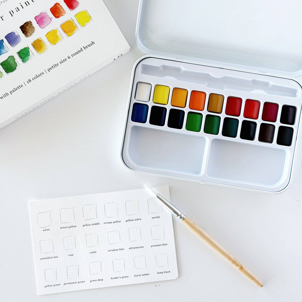 emily lex studio - Watercolor Paint Set 18 Colors with Brush