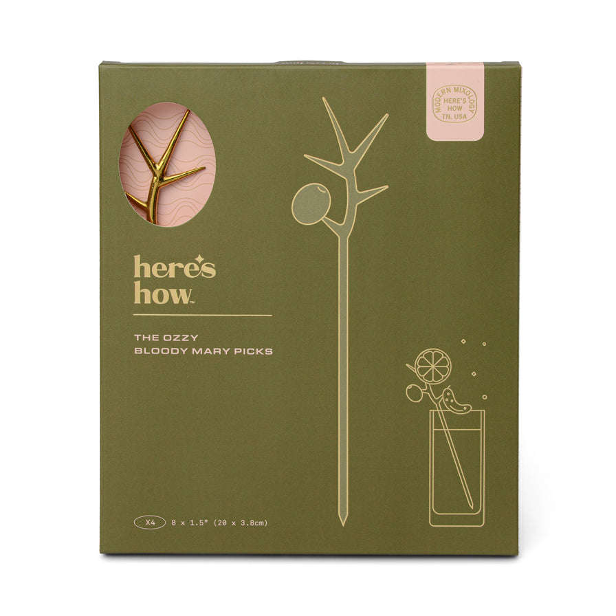 Here's How, The Ozzy Bloody Mary Picks - Gold, Set of 4