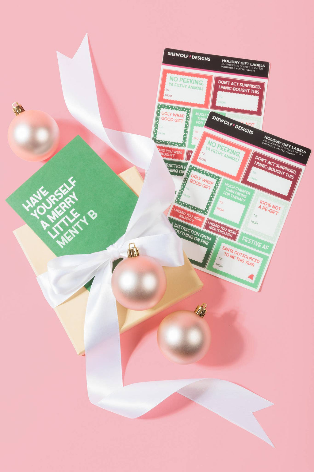 SHEWOLF Designs - Holiday Gift Tag Sticker Sheet Labels (Set of 2)