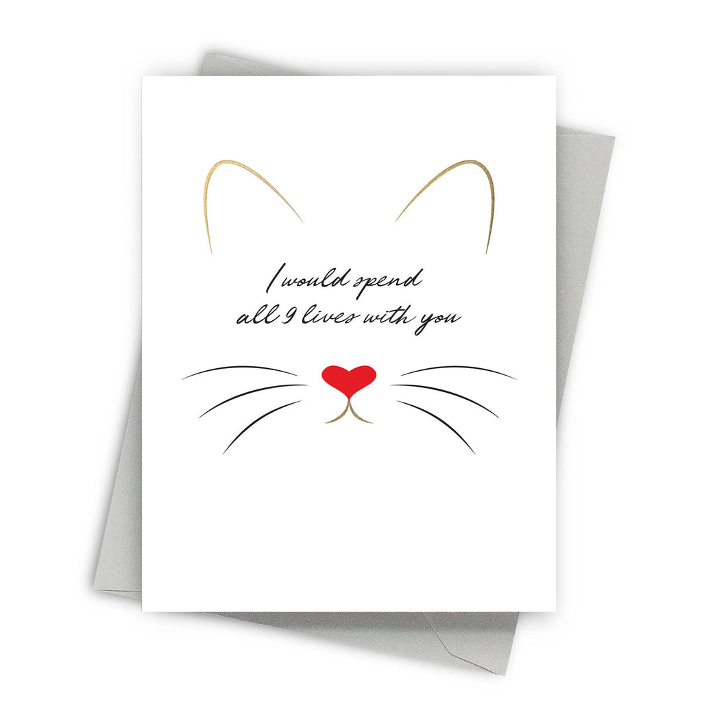 Fine Moments - All 9 Lives With You Gold Foil Cat Love Card