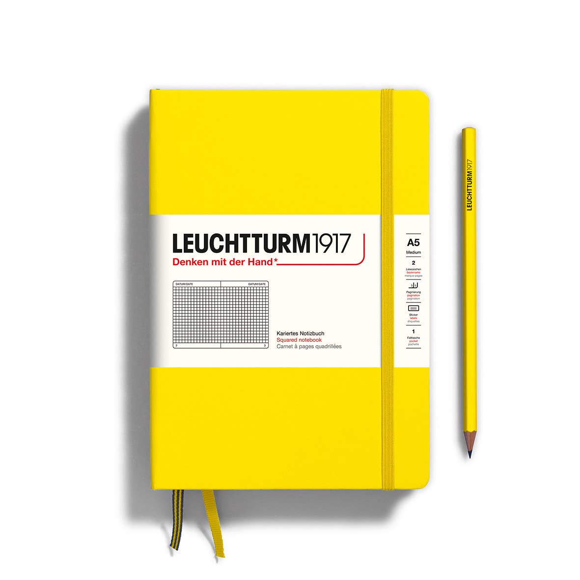 LEUCHTTURM1917 - Notebooks - Medium (A5): Lemon / Hardcover / Squared