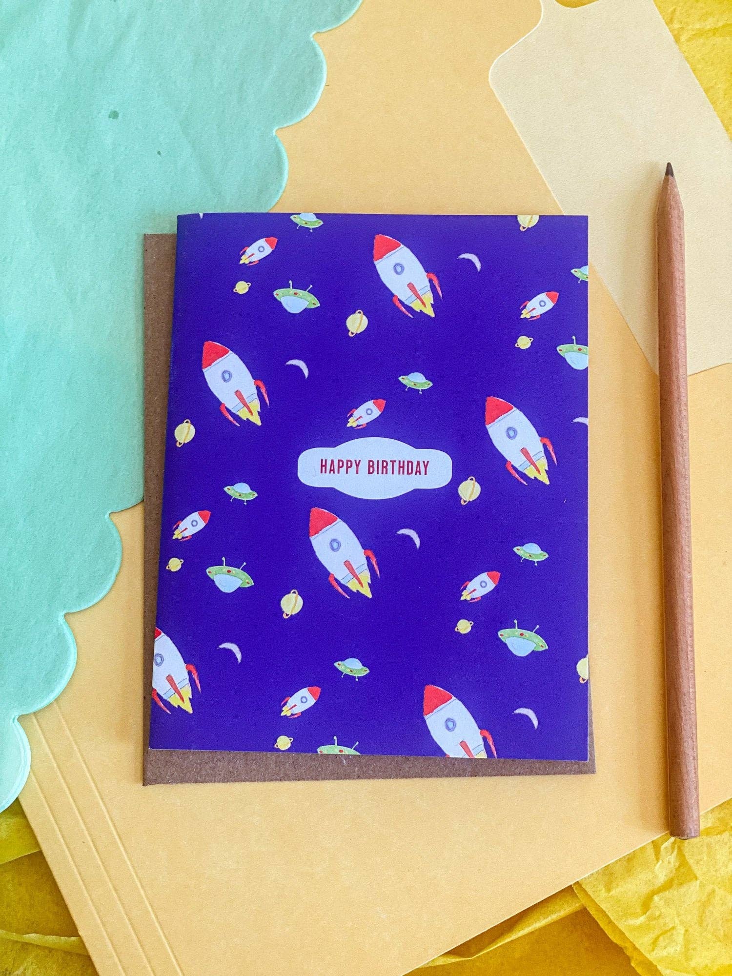 re:mused studio - Space Birthday A2 Greeting Card