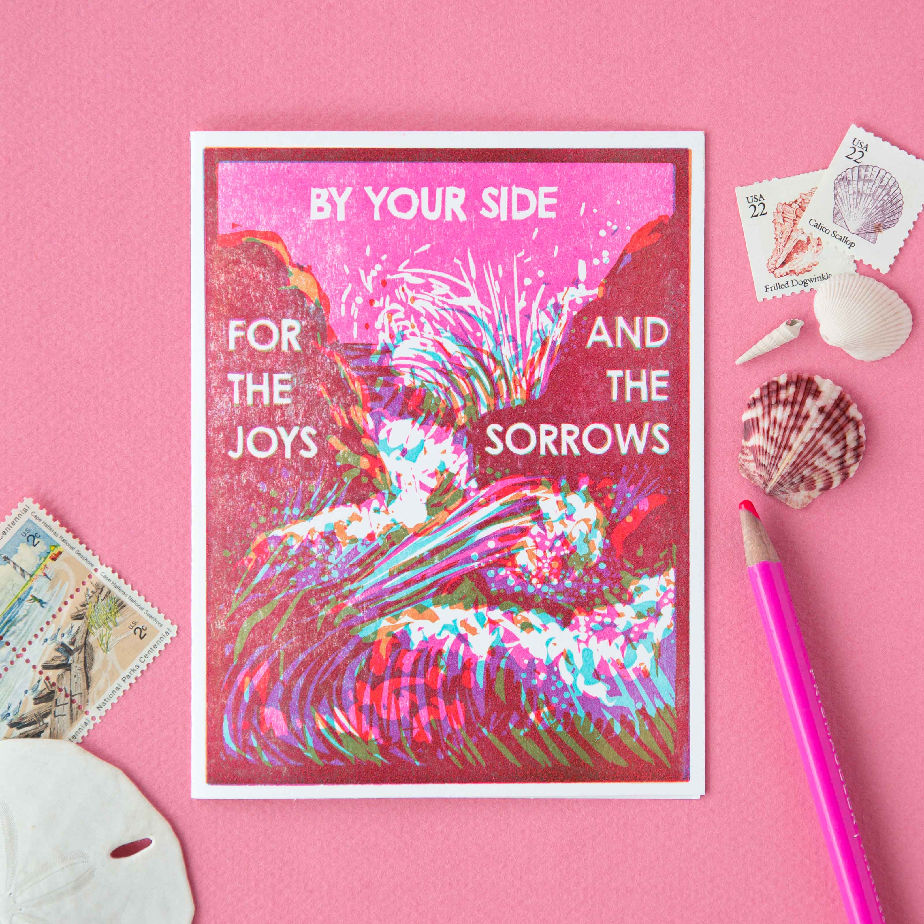 Heartell Press - By Your Side (Waves) Letterpress Encouragement Card