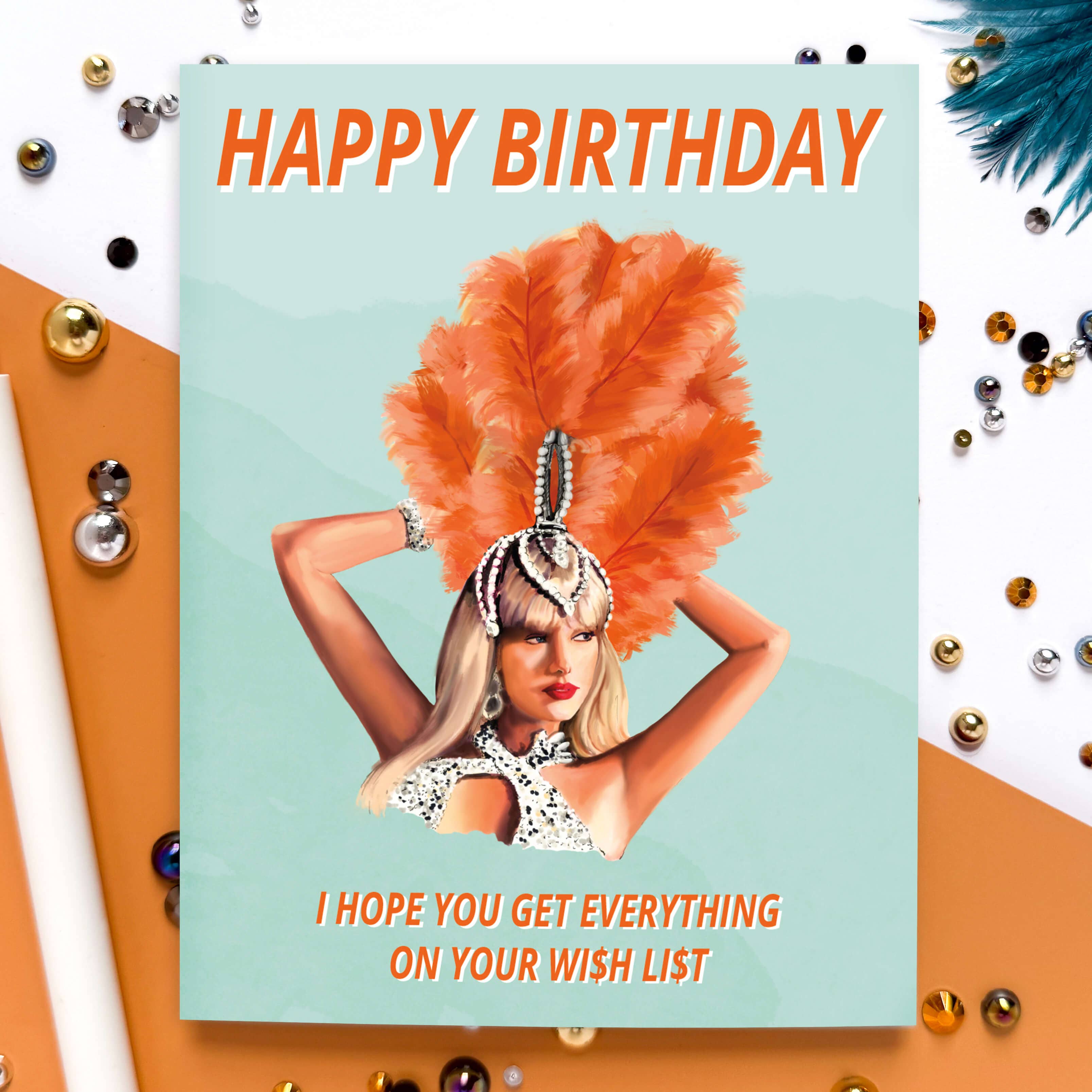 Morgan Swank Studio - Taylor Showgirl | Pop Culture Birthday Card