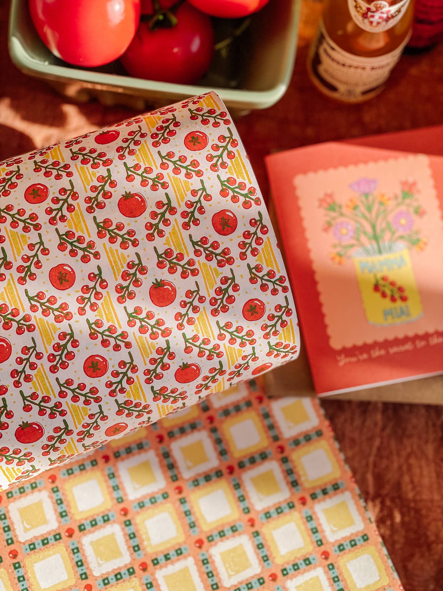 re:mused studio - Tomato Ravioli Gift Wrap Sheet - Double Sided