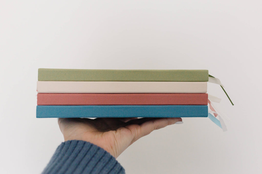 Studio Portmanteau - Wedding Vows Foil Embossed Linen Notebook | Pastel Tones: Sage green