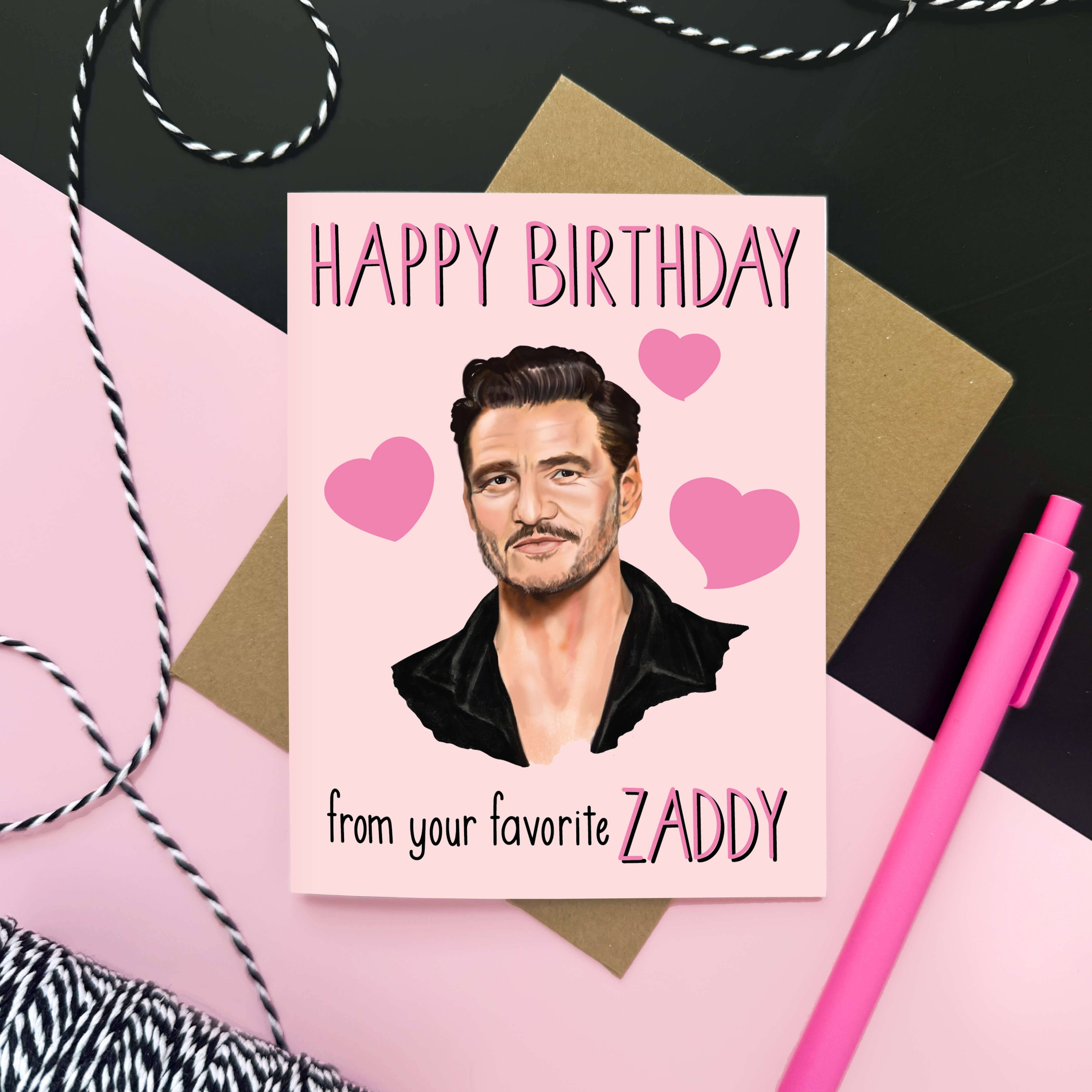 Morgan Swank Studio - Pedro Zaddy Pop Culture Birthday Card
