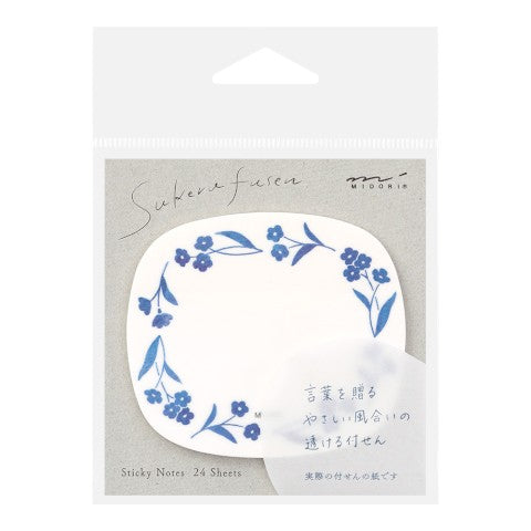 Midori Sticky Notes Transparency, Blue Flowers