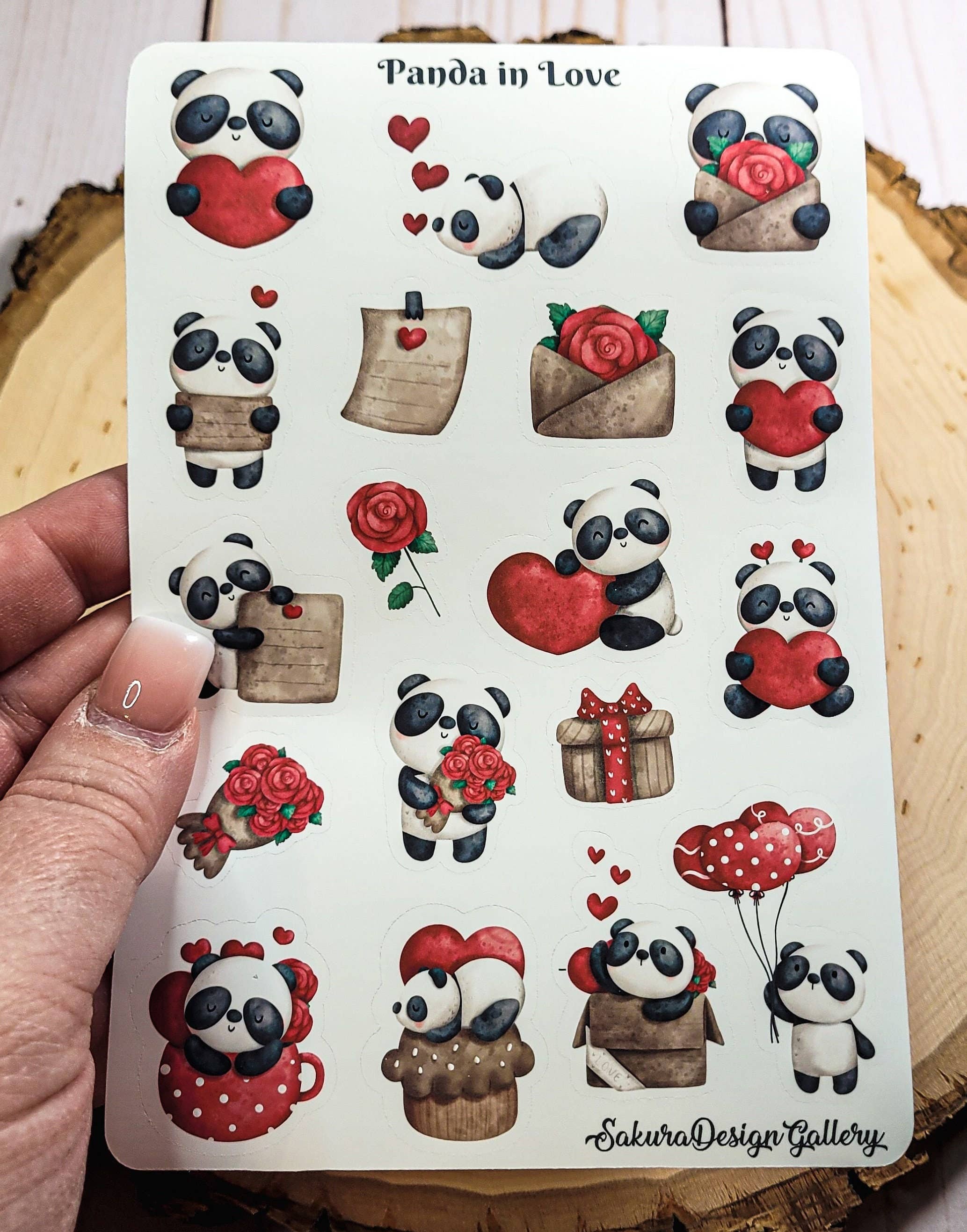 Sakura Design Gallery - Panda in Love Sticker Sheet – Valentine's Day Stickers