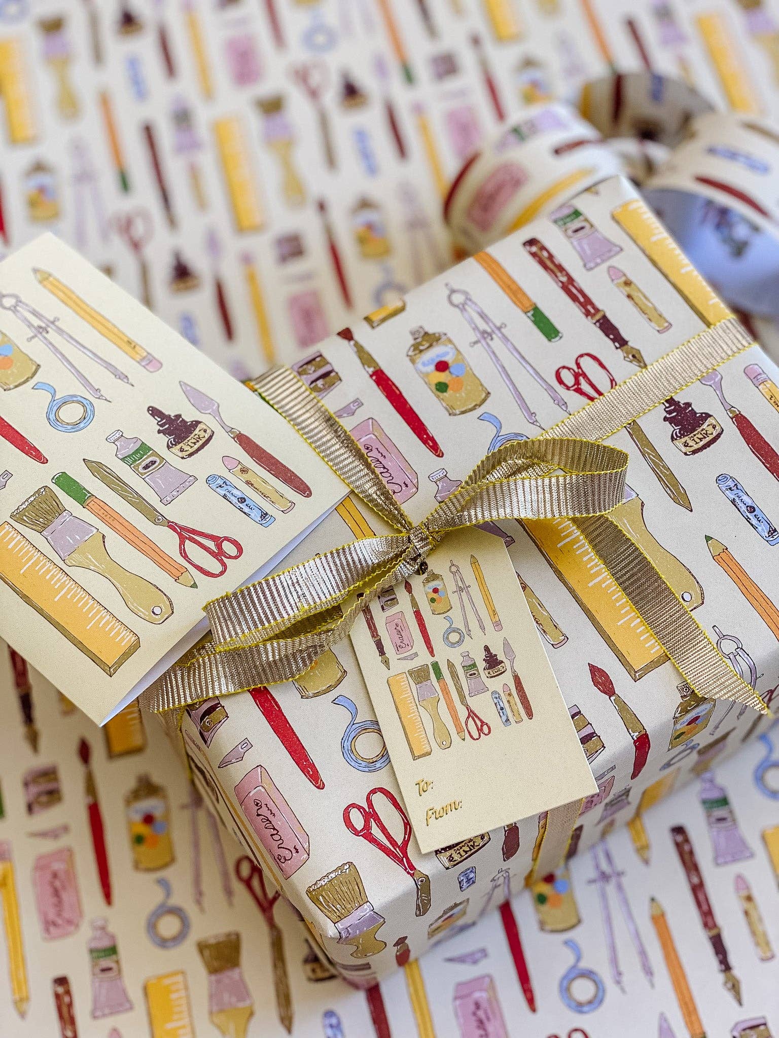 re:mused studio - Back to (Art) School Gift Wrap Sheet - Double Sided