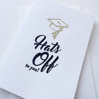 Steel Petal Press - Hats Off Grad - Letterpress Graduation Congrats Card