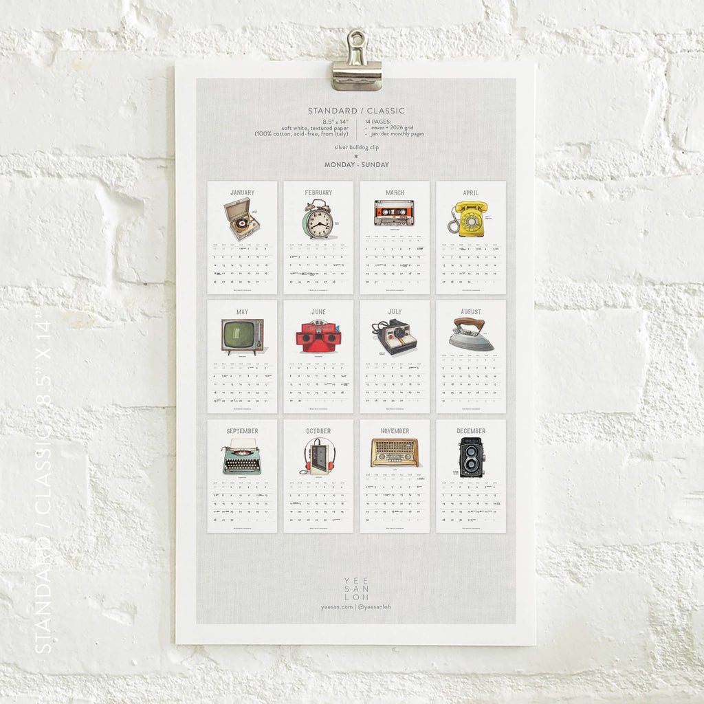 Yeesan Loh - 2026 Calendars: Retro Objects: MON-SUN / Standard/Classic