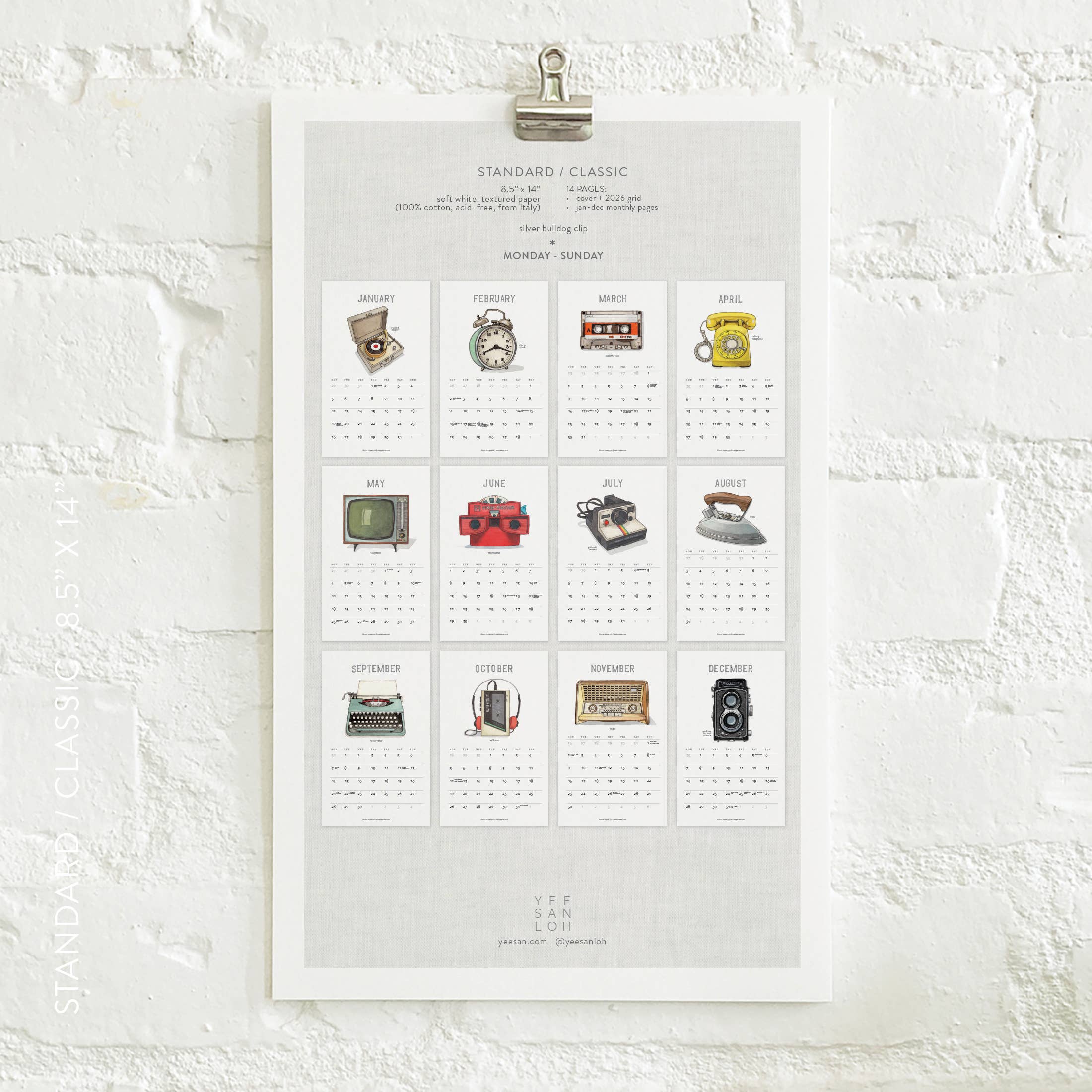 Yeesan Loh - 2026 Calendars: Retro Objects: MON-SUN / Standard/Classic