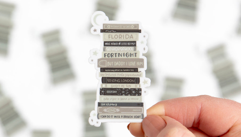 Pippi Post, Poetry Book Stack Decal Sticker