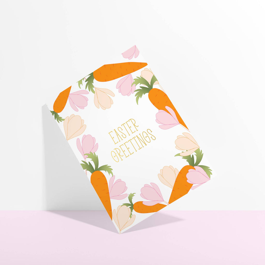 Sublime & Co. - Easter Greetings Card With Carrots And Spring Flowers
