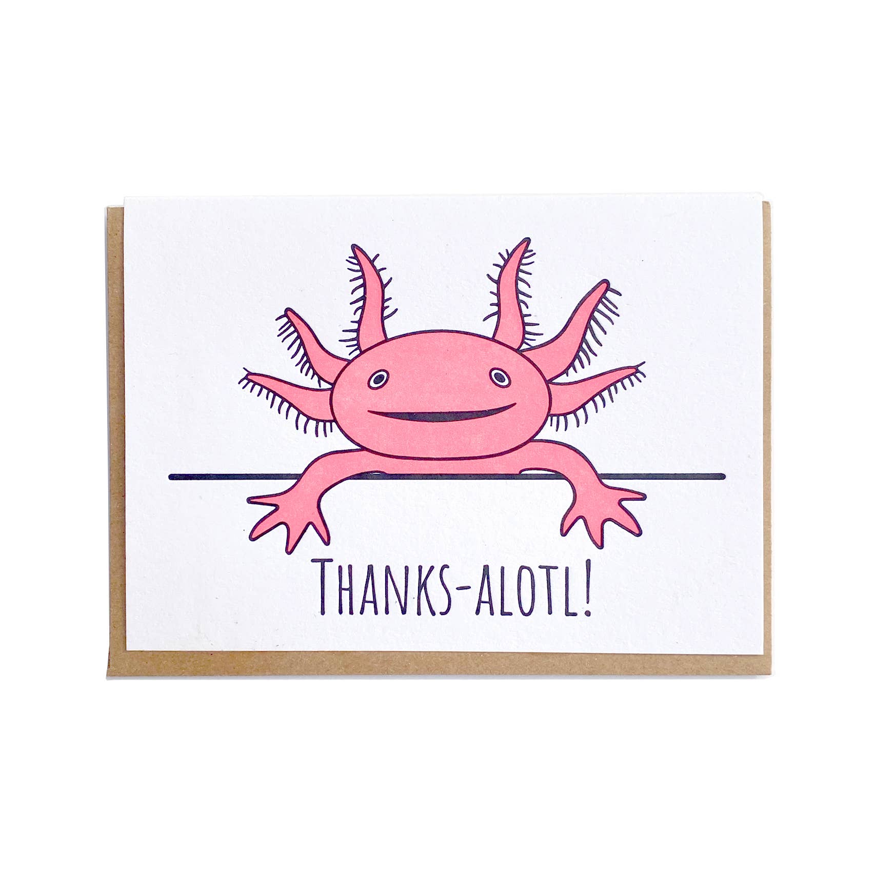 Lady Pilot Letterpress - Axolotl Thanks Greeting Card