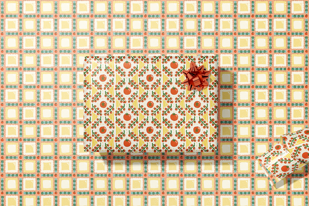 re:mused studio - Tomato Ravioli Gift Wrap Sheet - Double Sided