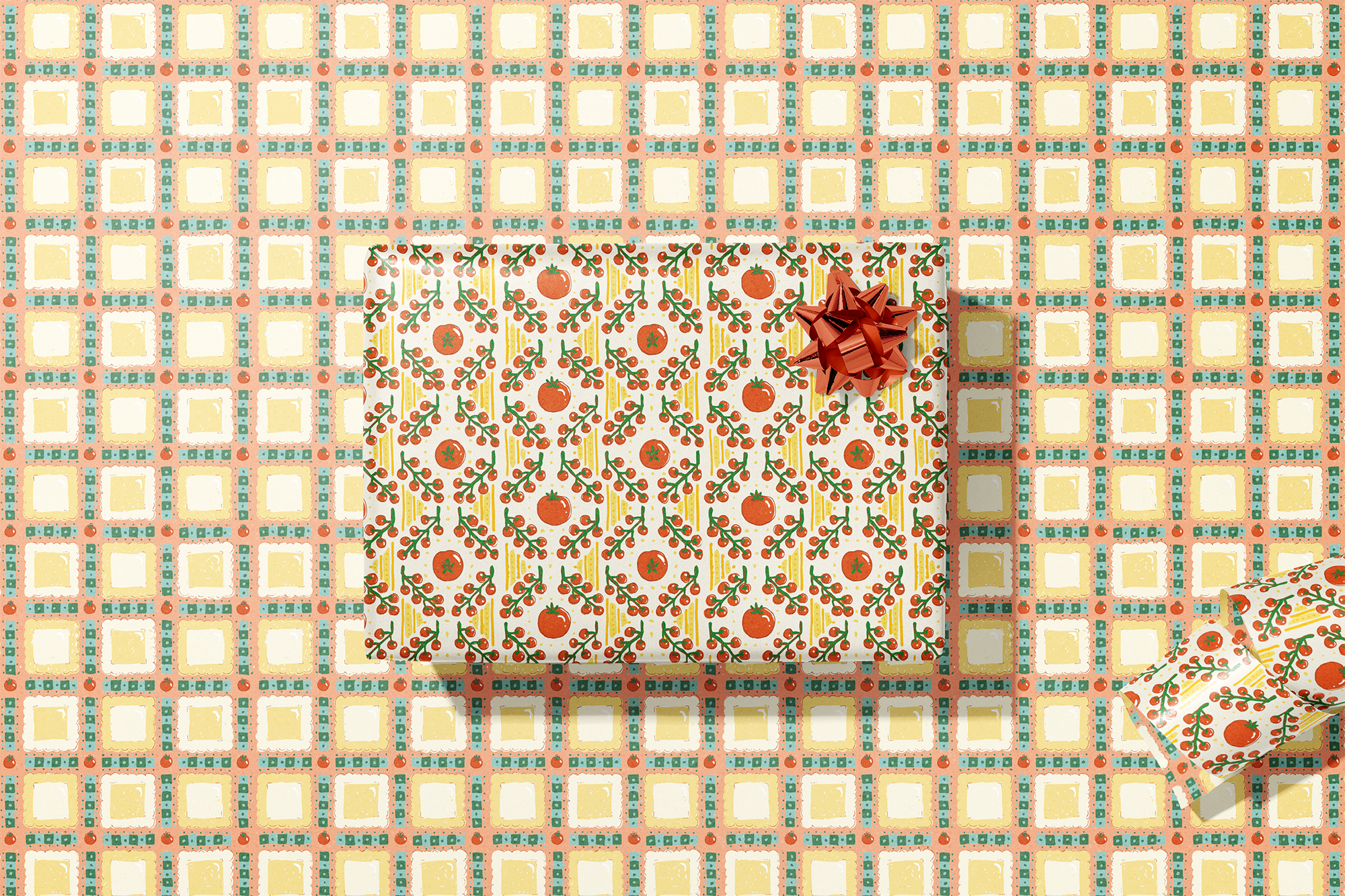 re:mused studio - Tomato Ravioli Gift Wrap Sheet - Double Sided