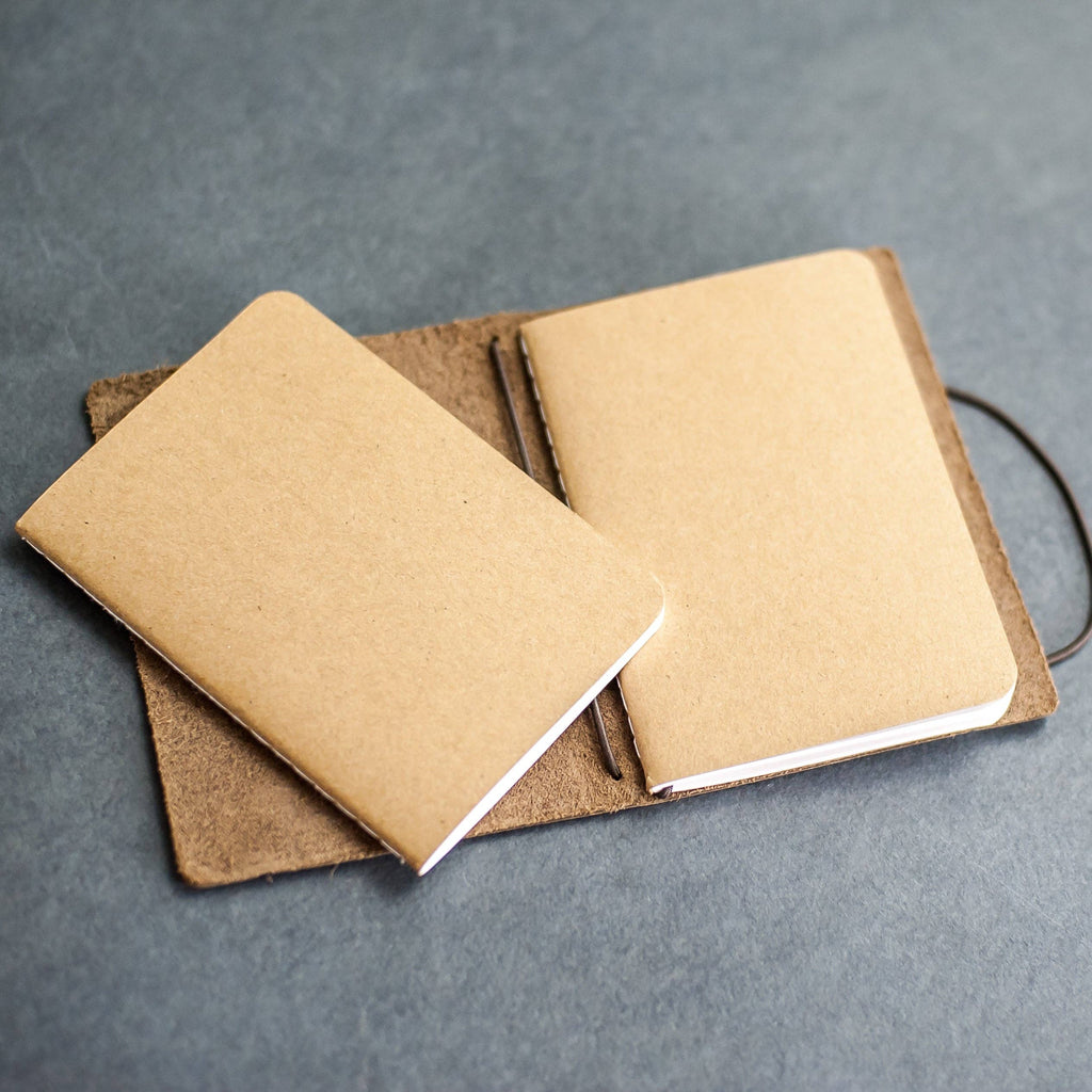 Ox & Pine - Refillable Leather Pocket Journal with Elastic Closure: Black / Lined Paper