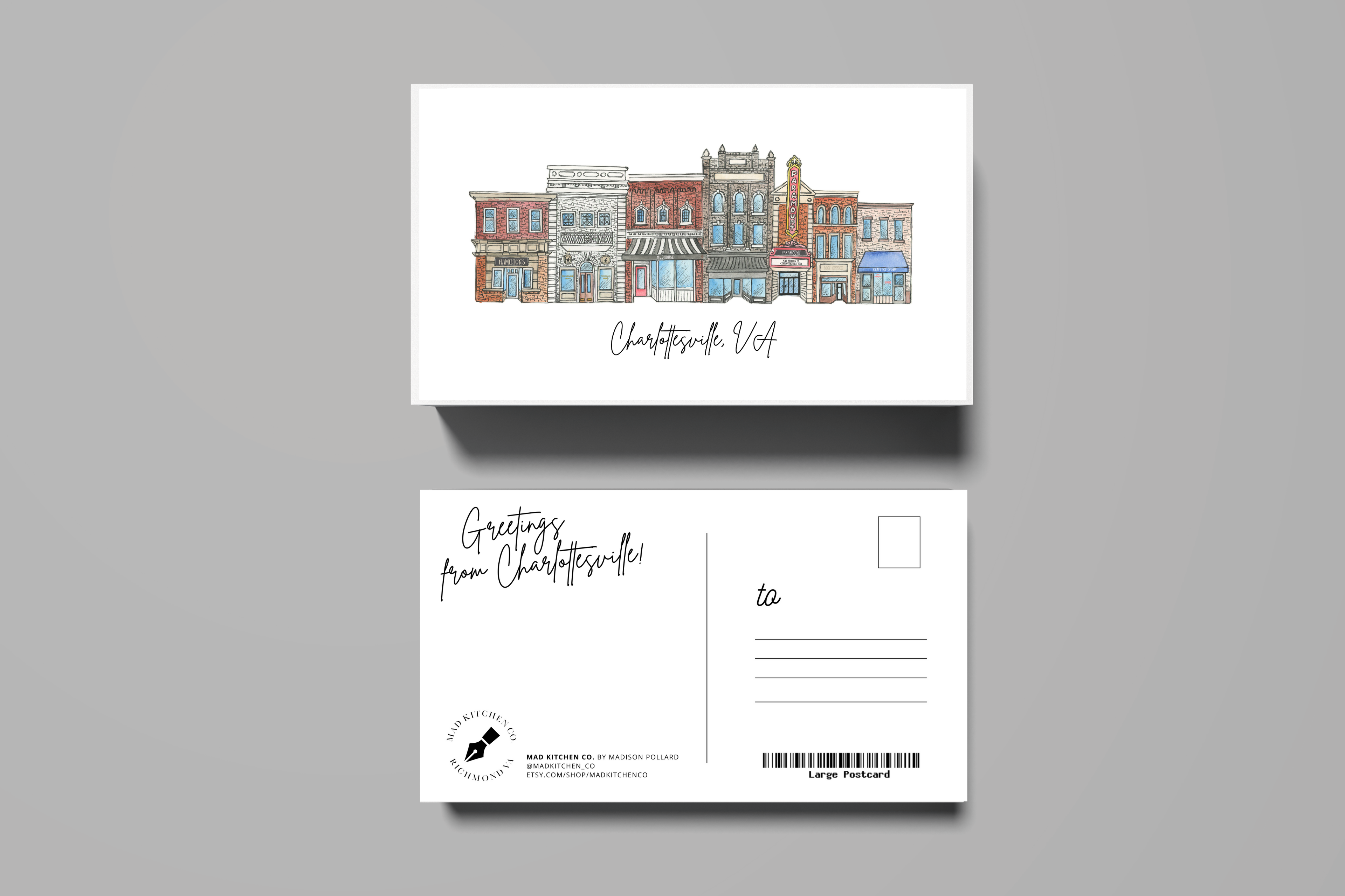 Mad Kitchen Co. - Charlottesville Row Postcard: 5.5"x8.5"