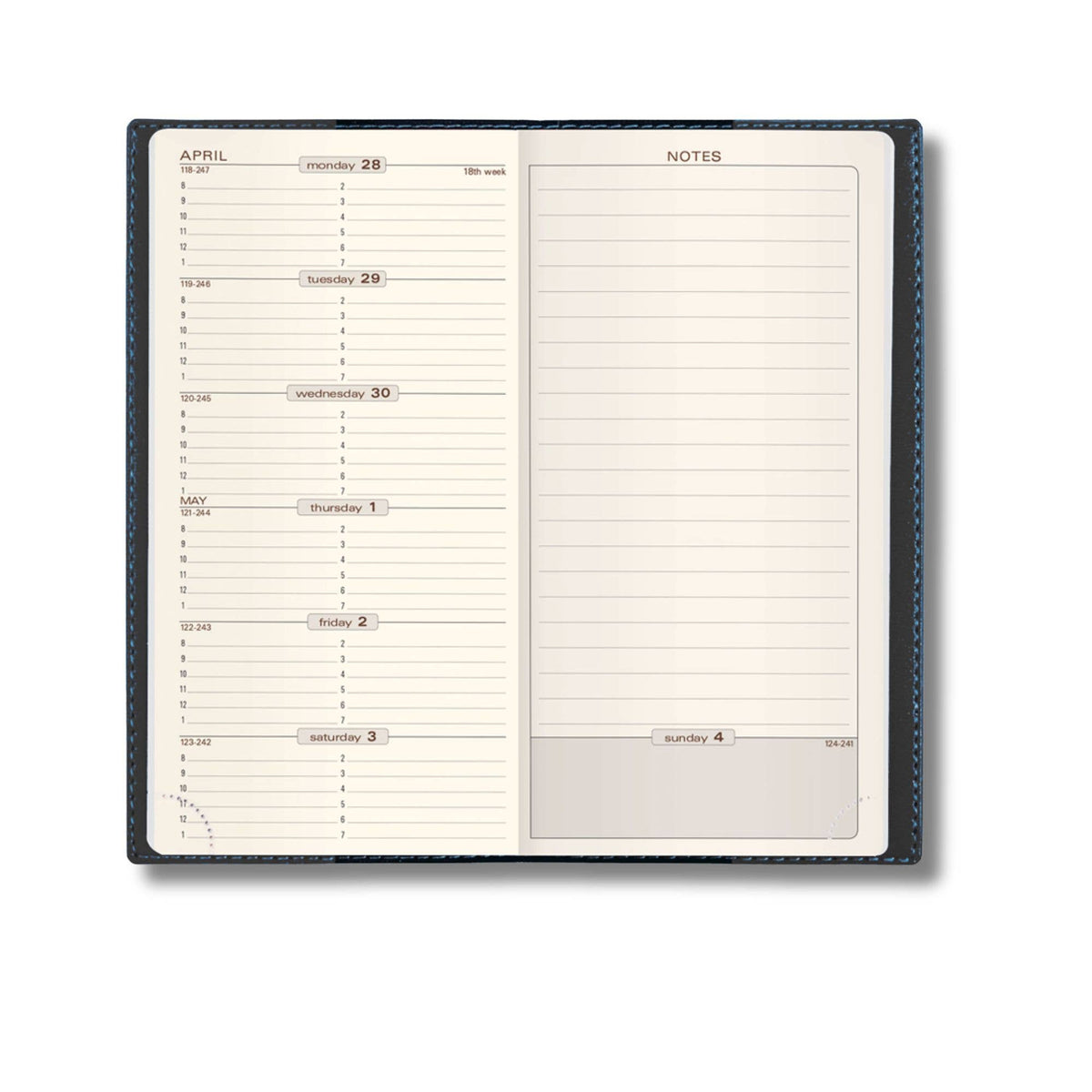 2027 "Space 17" Slim Weekly Planner - Genuine Leather Cover: Black