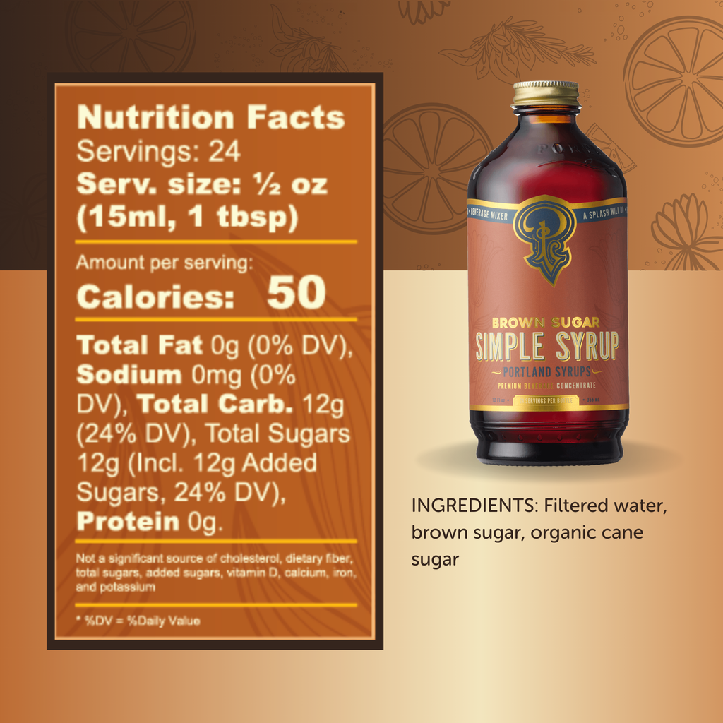 Portland Syrups - Brown Sugar Simple Syrup 12 oz - Mixed Drinks & Coffee Syrup