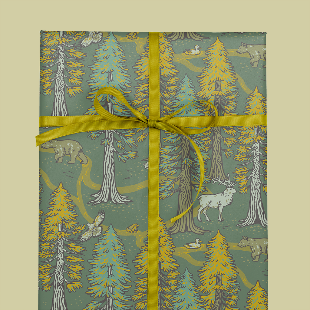 Mustard Beetle - Recyclable Gift Wrap / Wrapping Paper: Redwoods: Flat/Not Rolled