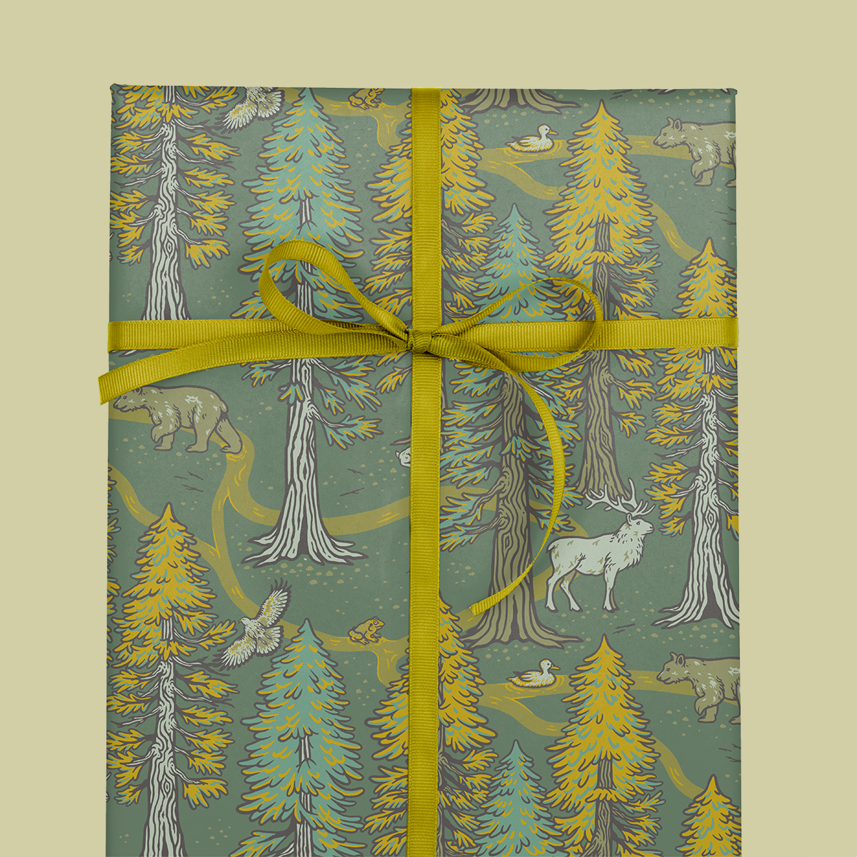 Mustard Beetle - Recyclable Gift Wrap / Wrapping Paper: Redwoods: Flat/Not Rolled