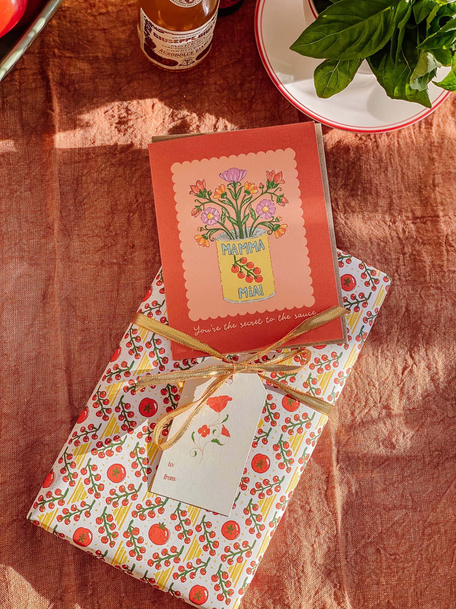 re:mused studio - Tomato Ravioli Gift Wrap Sheet - Double Sided
