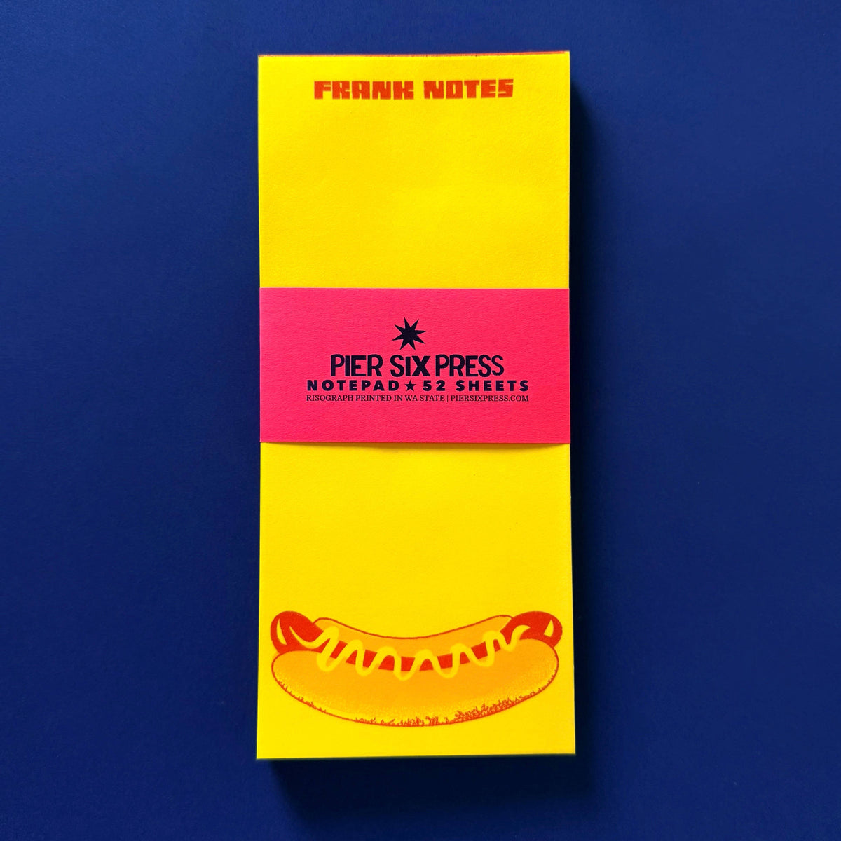 Pier Six Press - Frank Notes Hot Dog - Risograph 'Memo Maker' Notepad 