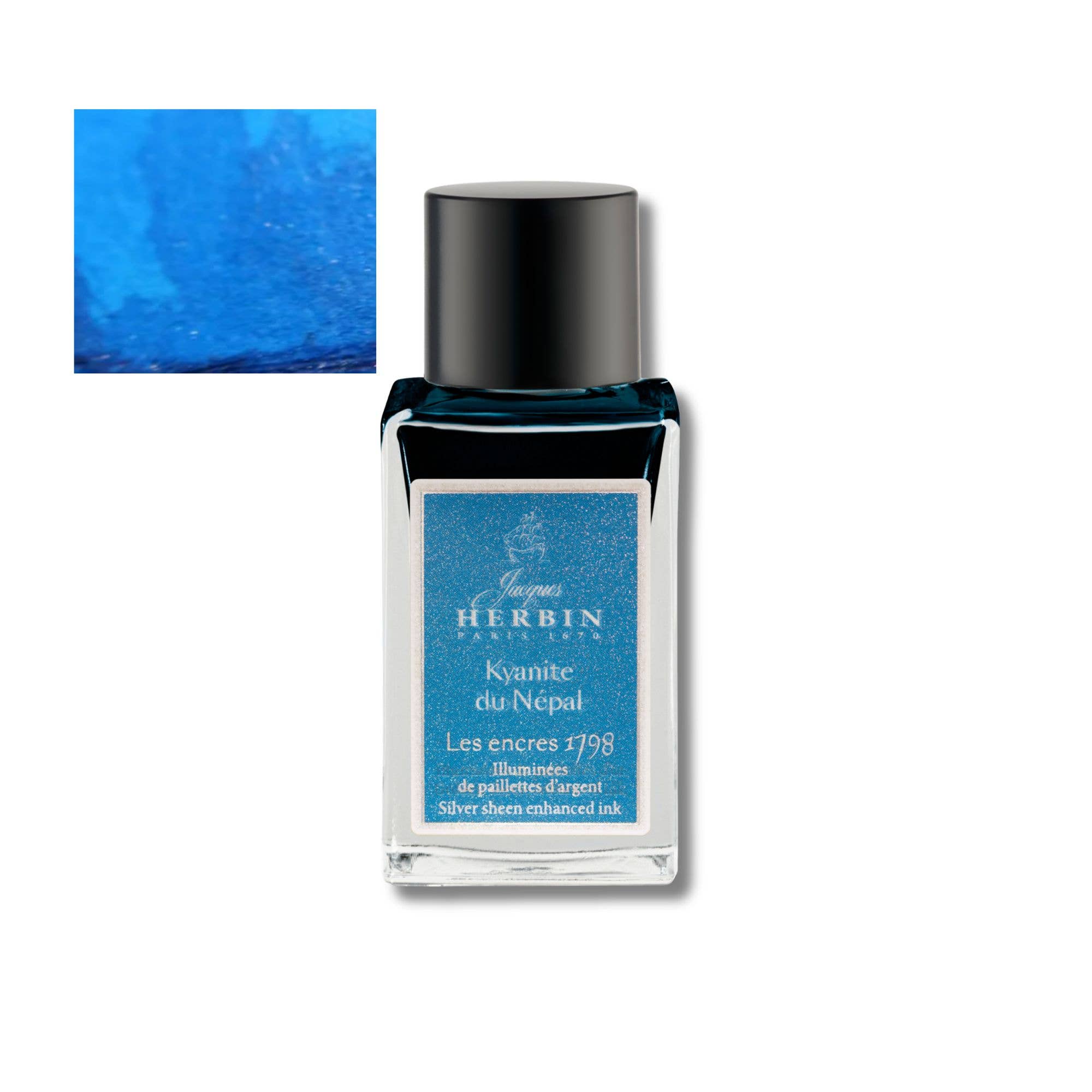 Herbin 1798 Anniversary Inks w/ Silver Shimmer - 15ml : Diamant Bleu (Blue Diamond)