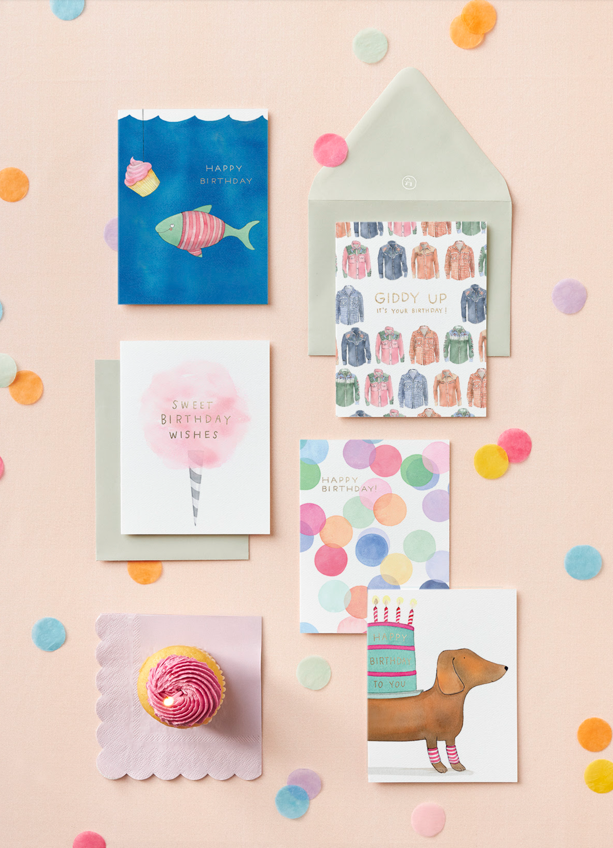 E. Frances Paper - Falling Confetti Birthday Greeting Card