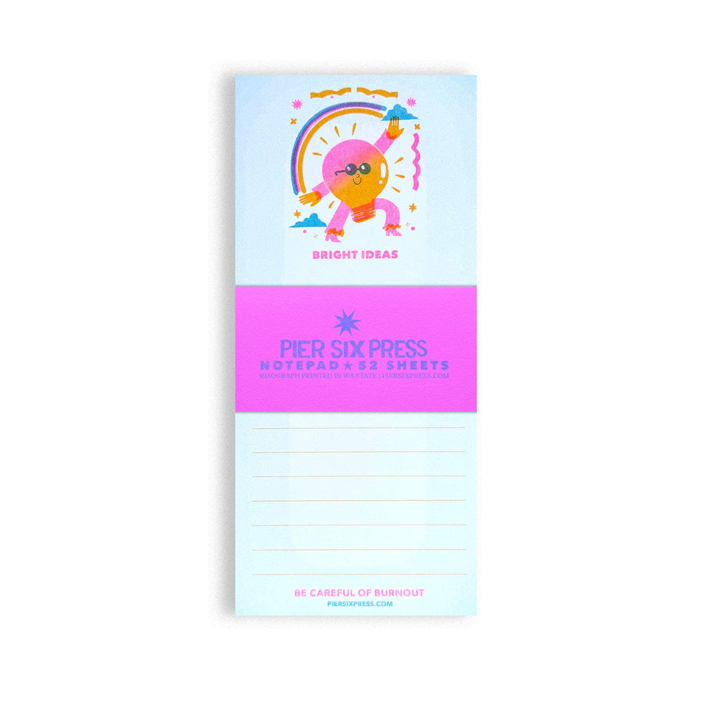 Pier Six Press - Bright Ideas Lightbulb - Risograph Memo Maker Notepad 
