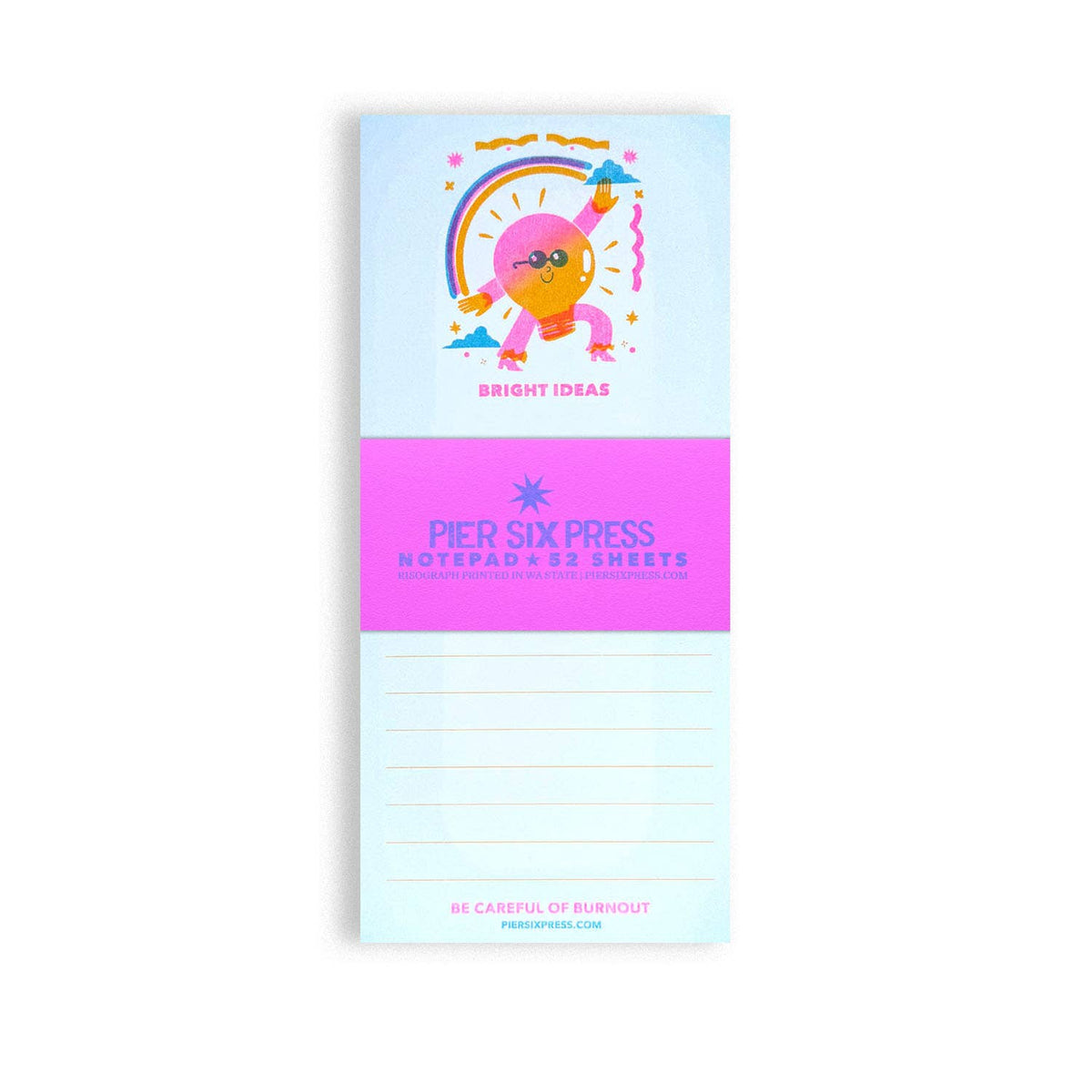 Pier Six Press - Bright Ideas Lightbulb - Risograph Memo Maker Notepad 