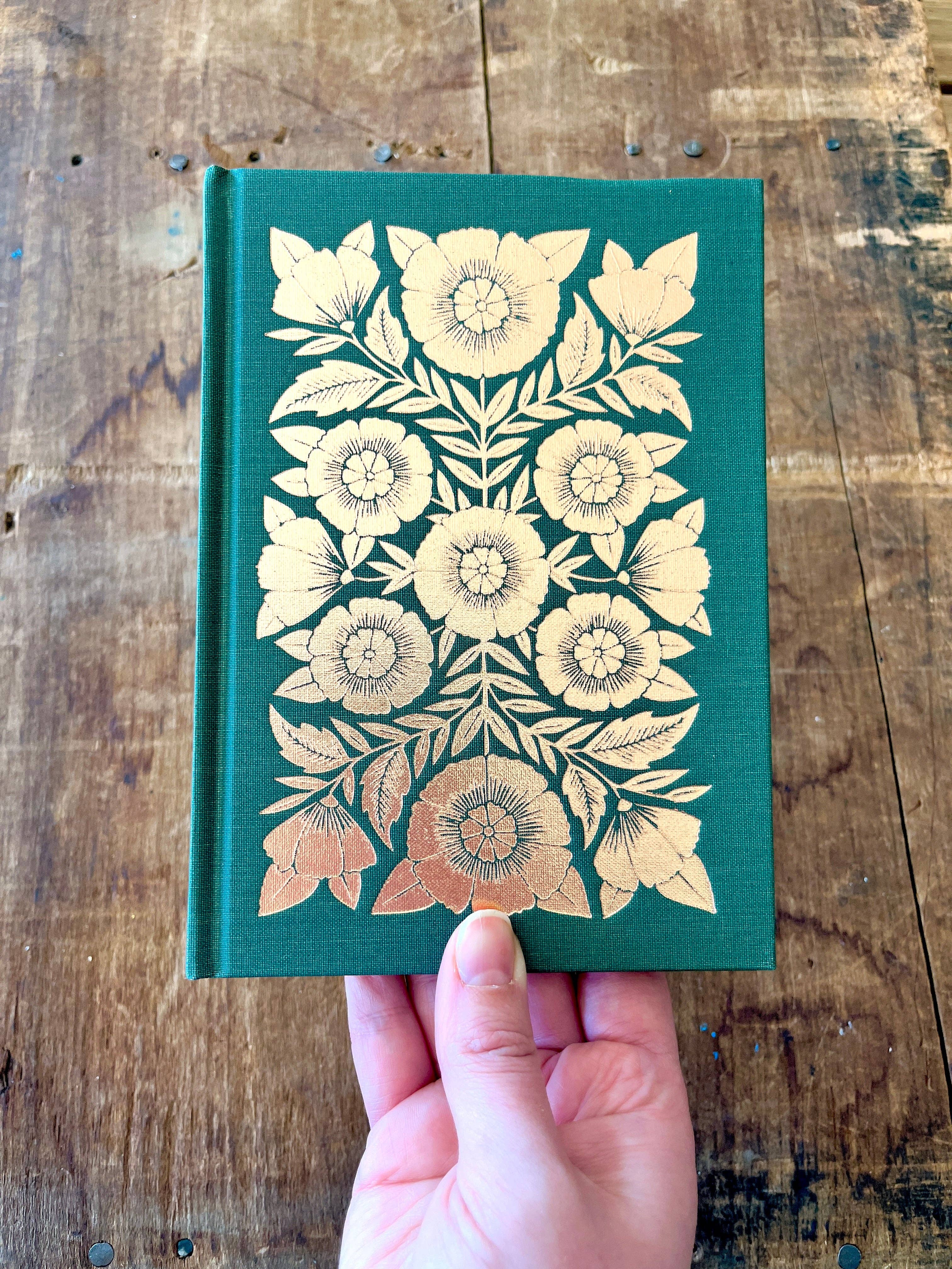 Katharine Watson - Foil Stamped Linen Journal, Blank Jewel Green