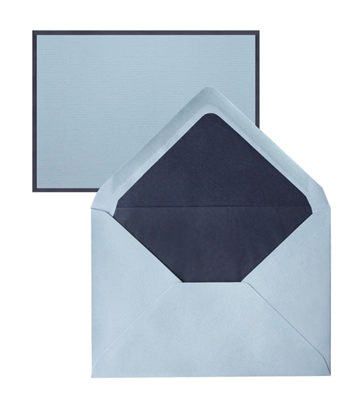 Original Crown Mill Bi-Color Note Card Box, Blue\Navy Blue