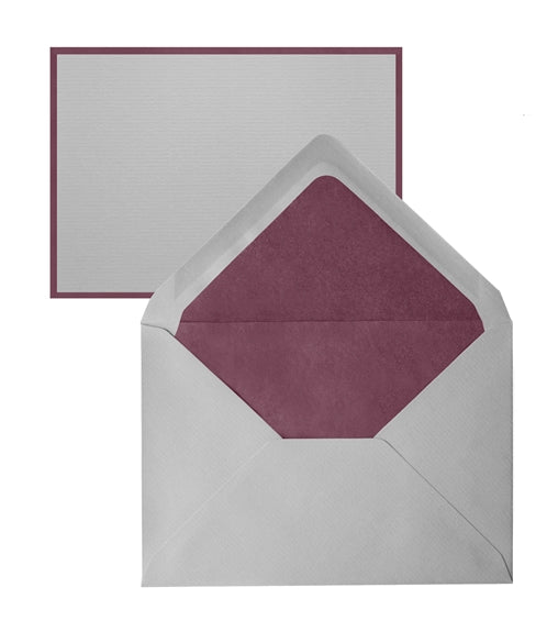 Original Crown Mill Bi-Color Note Card Box, Grey/Bordeaux