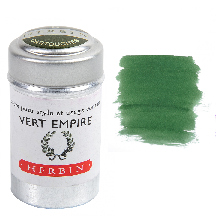 Herbin Fountain Pen Ink Cartridges - Tin of 6: Vert Empire (Empire Green)