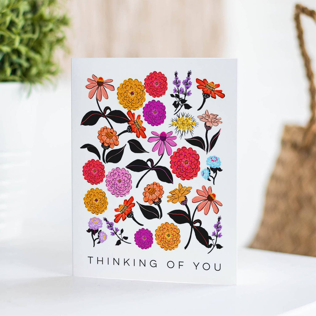 Antiquaria - Zinnias Thinking of You Greeting Card