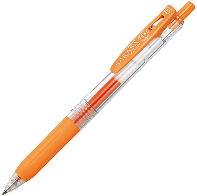 Zebra Sarasa Clip Gel Retractable, Orange, 0.5mm Pen