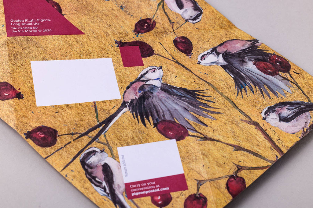 pigeonposted - Golden Flight Pigeon, Folding Letter Set – pack of 6