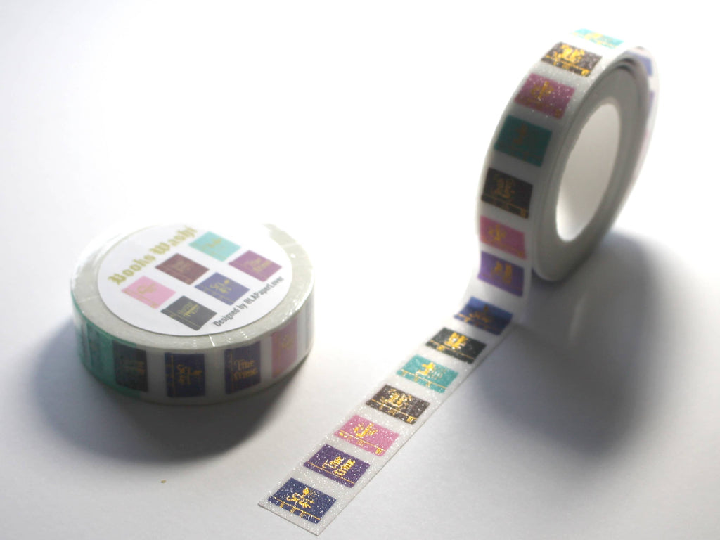 LA PAPER LOVER - Bookworm book lover gift Books washi tape glittery