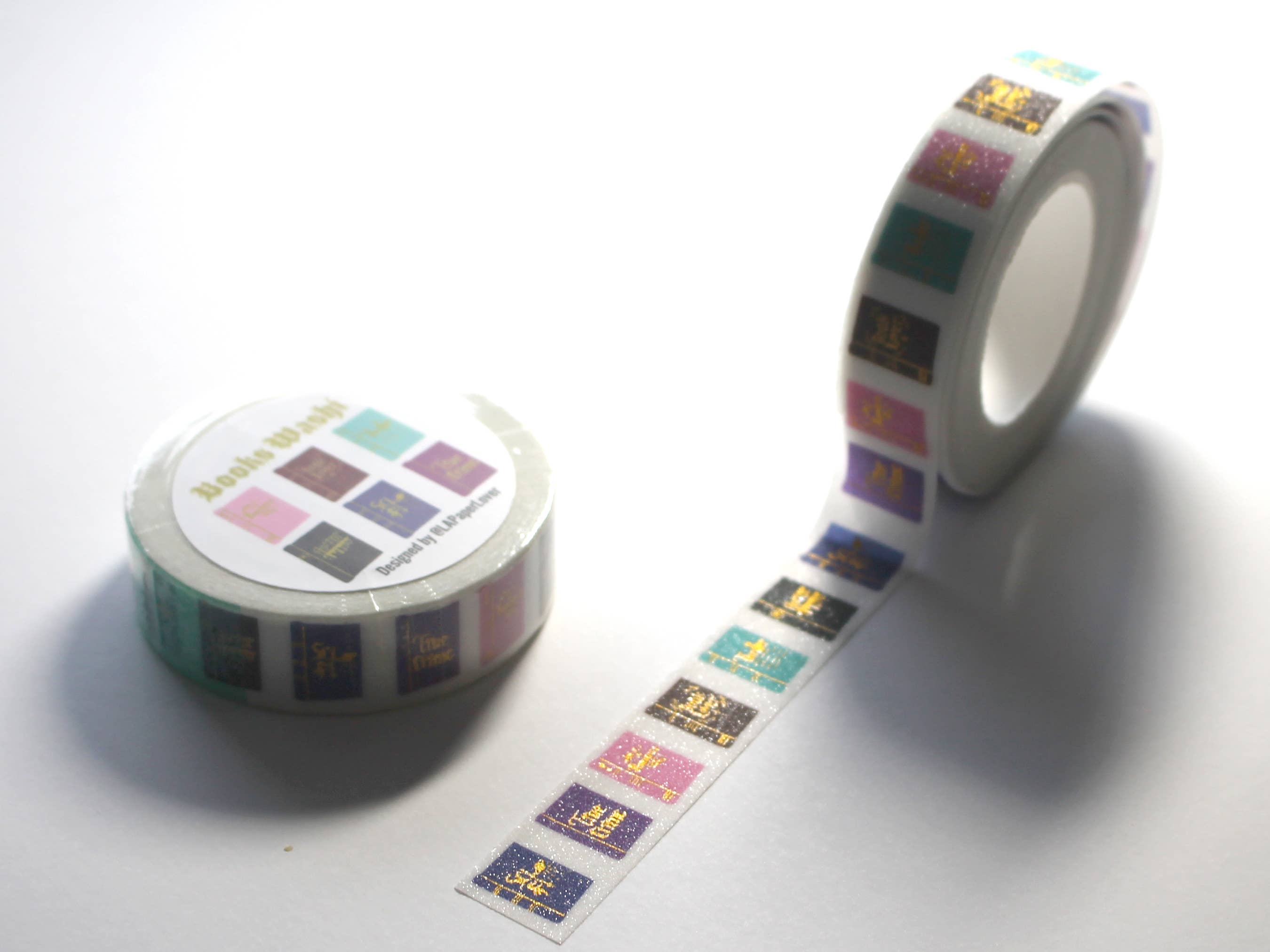 LA PAPER LOVER - Bookworm book lover gift Books washi tape glittery