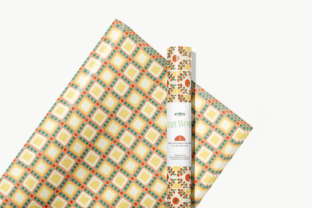 re:mused studio - Tomato Ravioli Gift Wrap Sheet - Double Sided
